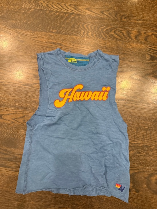 Aviator Nation Tops - Aviator Nation Blue Tank with Hawaii' Script